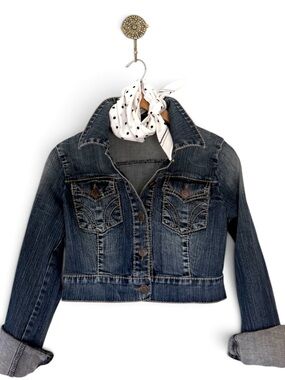 Serfontaine Dark Blue Cropped Denim Jacket